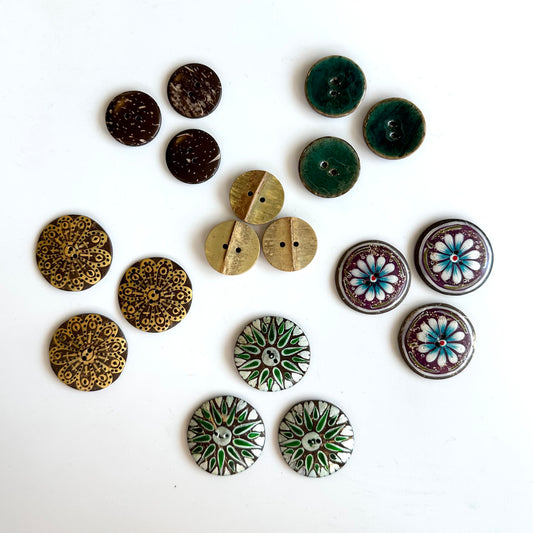 Coconut & Bamboo Buttons - 1 inch and up