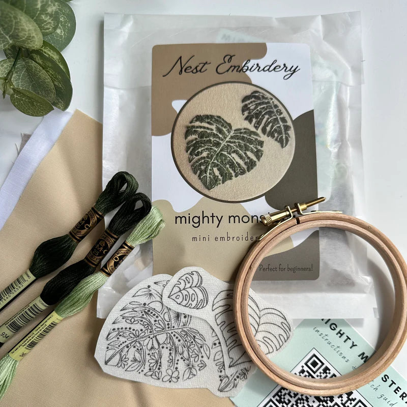 Mighty Monstera Mini Embroidery Kit | Nest Embirdery