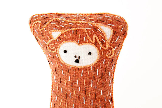 Embroidered Monkey Plushie Kit | Kiriki Press