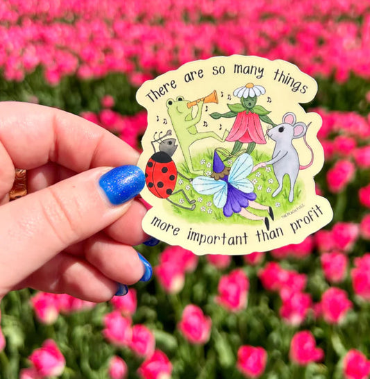 More Important Than Profits Sticker | The Peach Fuzz