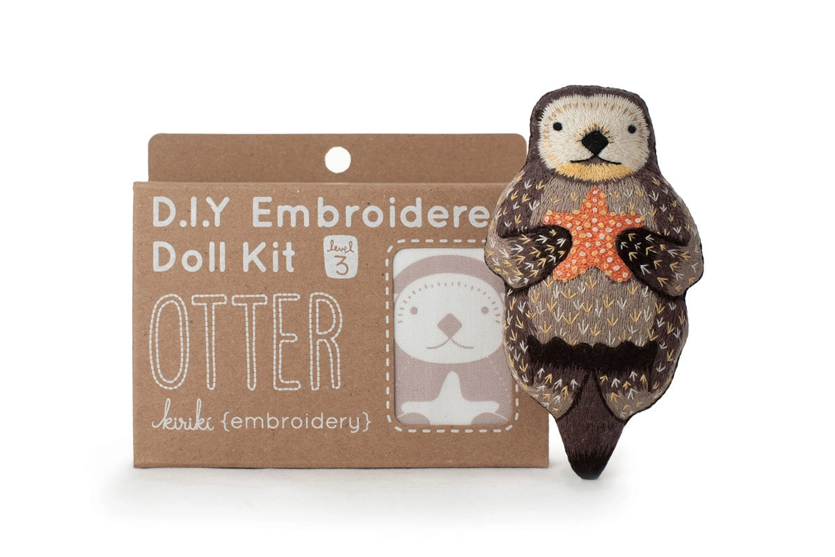 Embroidered Otter Plushie Kit | Kiriki Press