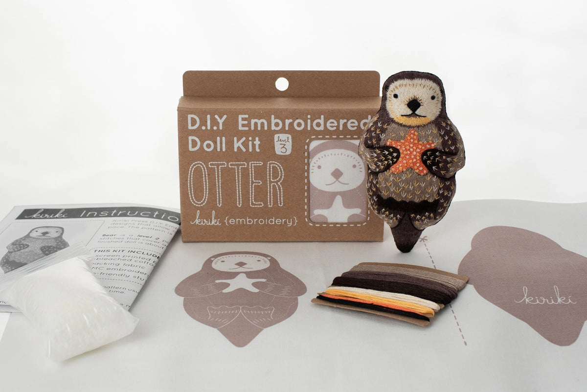 Embroidered Otter Plushie Kit | Kiriki Press