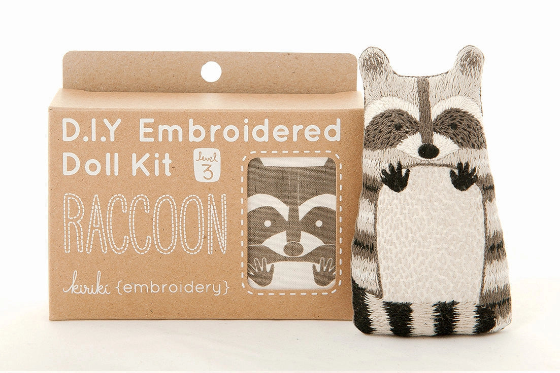 Embroidered Raccoon Plushie Kit | Kiriki Press