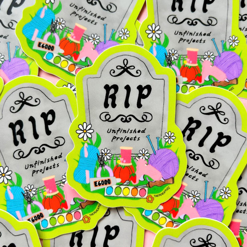 R.I.P to My Unfinished Crafts Sticker | The Peach Fuzz