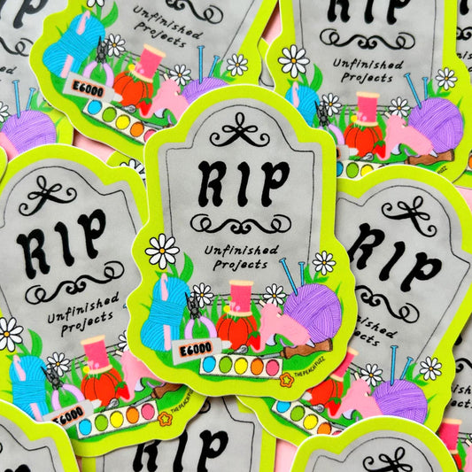 R.I.P to My Unfinished Crafts Sticker | The Peach Fuzz