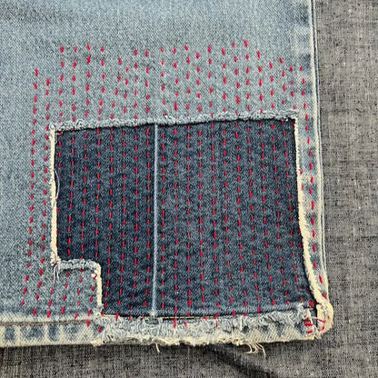 Simple Lined Sashiko Style Mending Pattern Transfers | Wrenbirdarts