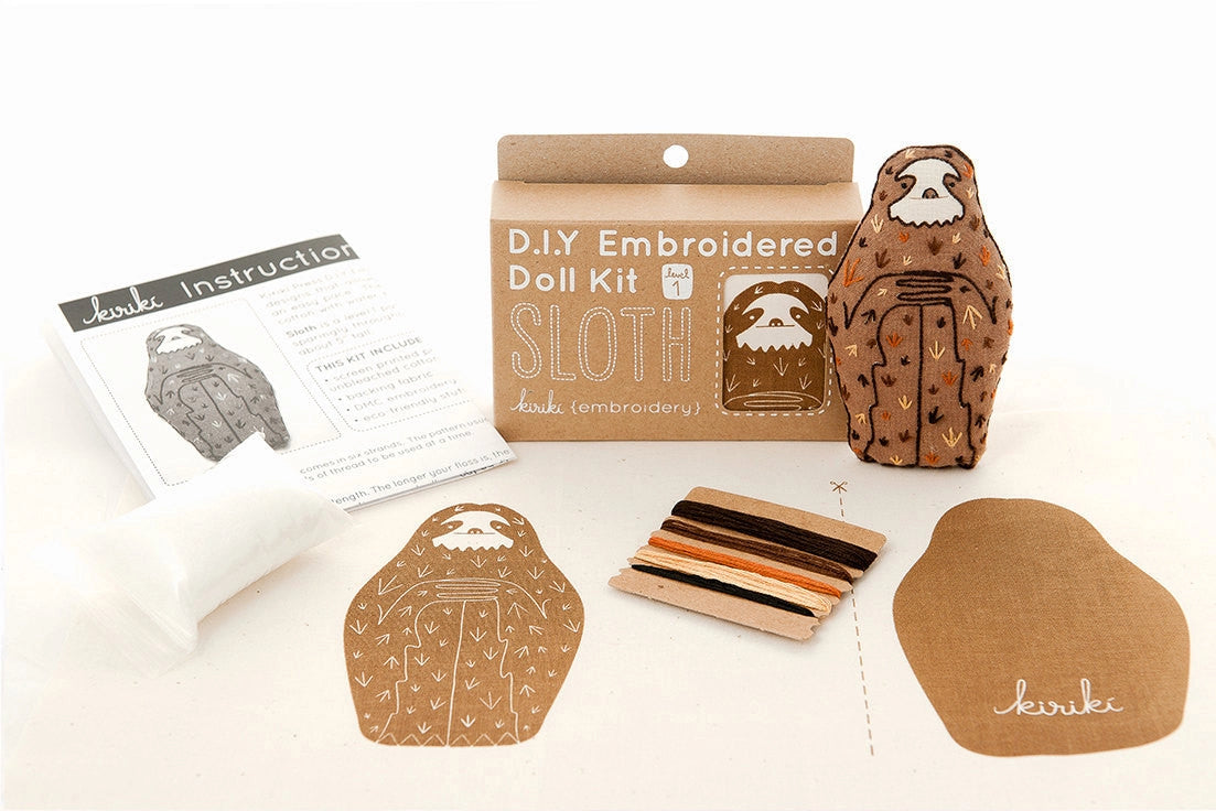 Embroidered Sloth Plushie Kit | Kiriki Press