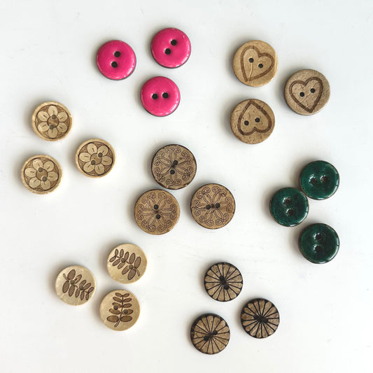 Coconut & Bamboo Buttons under 1 inch