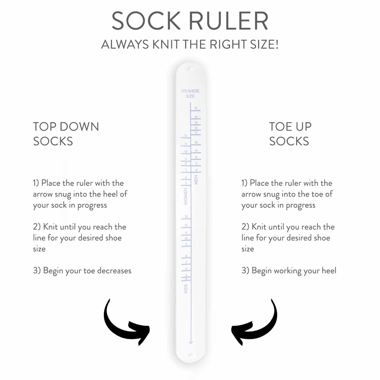 Sock Sizing Bracelet Ruler | Twice Sheared Sheep