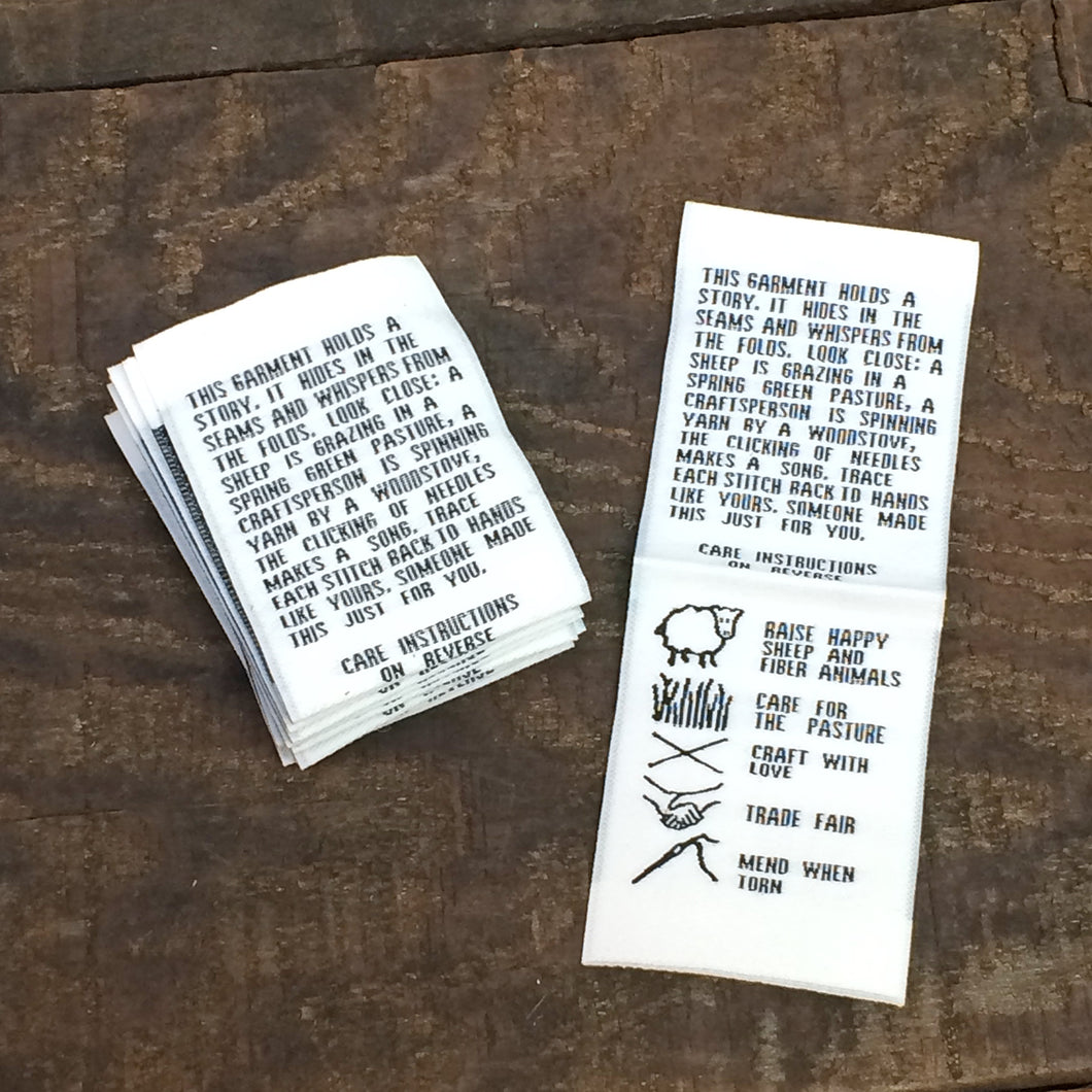 Care Tags for Knitted Garments