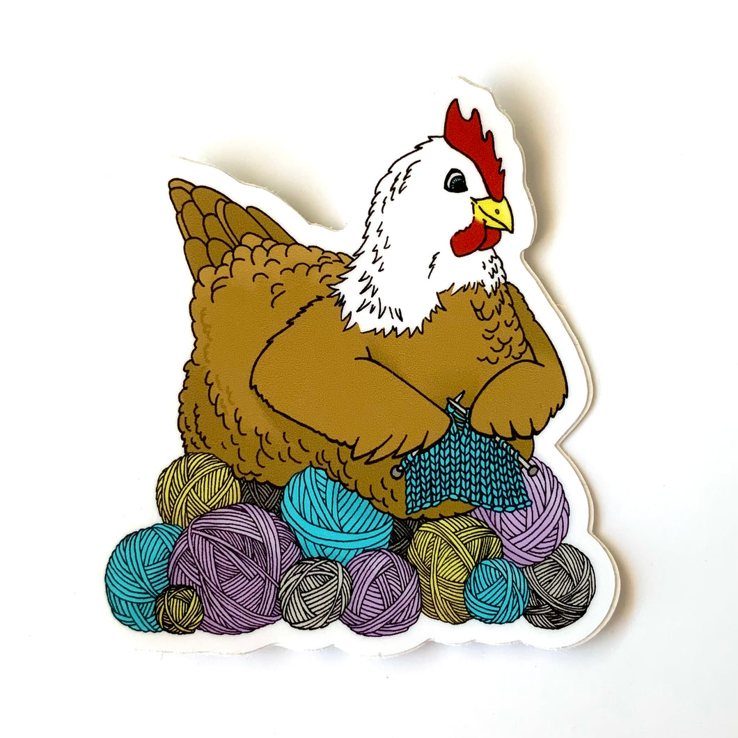Knitting Chicken Sticker