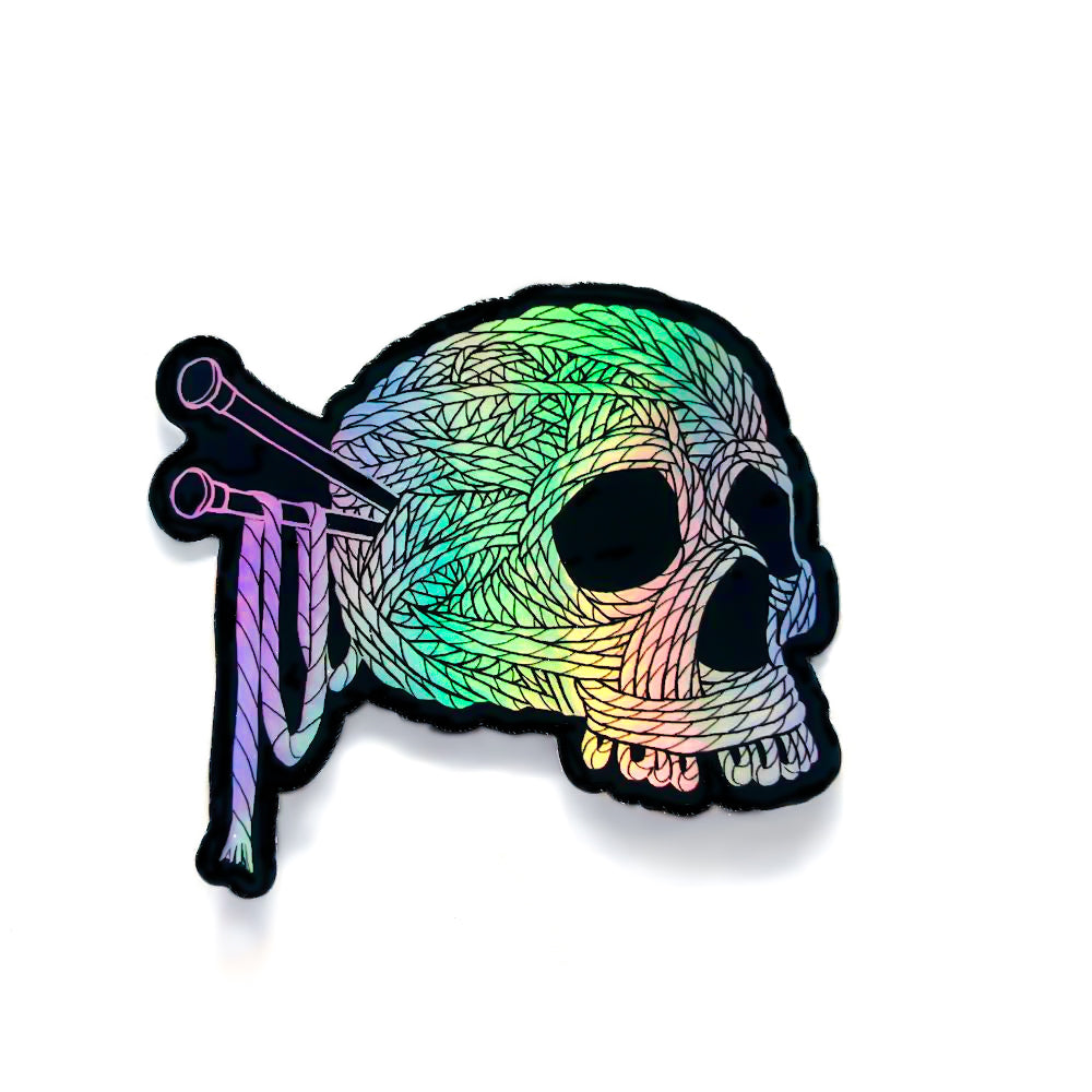 Holographic Yarn Skull Sticker